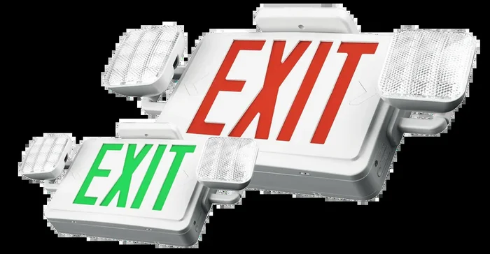 ETI EM-ELC-RG Bicolor LED Emergency Light Exit Sign Combination Red And Green Double-Face Panels Remote Compatibility 90 Minute Battery Backup 120/277V 3.8W (65506101)