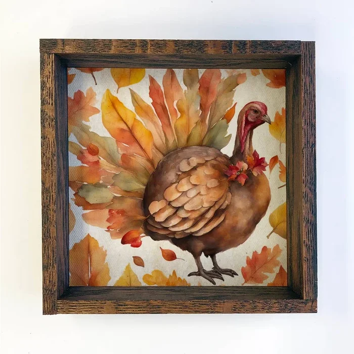 Fall Farm Animal Turkey – Wood Framed Cute Animal Canvas Art