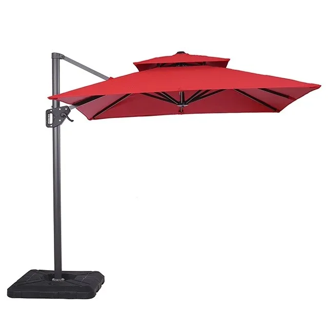 Fida 8 Ft Square Umbrella w/ Double Top + 37″ Large Base LA-A029RD By Furniture Of America