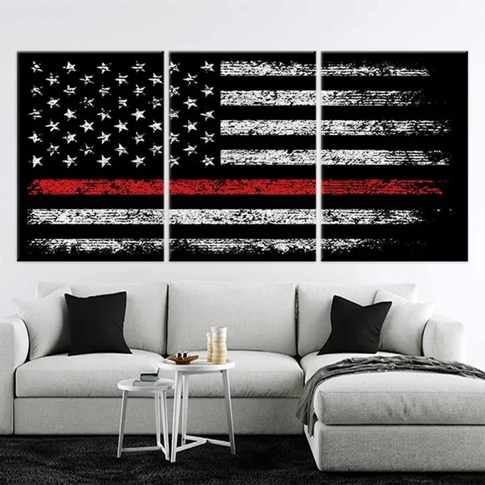 Firefighter Flag Wall Art Canvas Print
