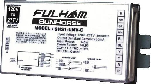 Fulham Sunhorse Universal Voltage For 1XTUV36W 38W 41W T5 1 Or 2X10W 14W;15W 17W 21WT5 TUV 18W With Indicator For Lamp Expiration (SHS1-UNV-C-I)