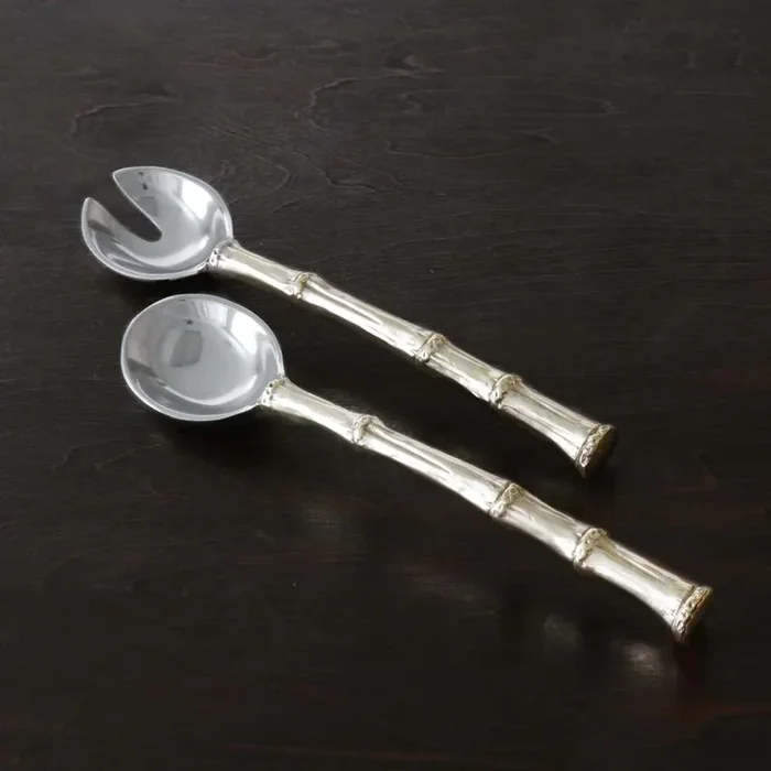 Garden Bamboo Salad Servers with Gold Handles by Beatriz Ball
