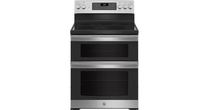 GE APPLIANCES GE 30″ Free-Standing Electric Double Oven Convection Range JBS86SPSS