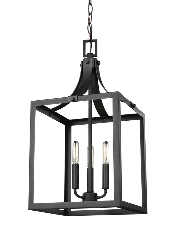 Generation Lighting – 5240603-12 – Three Light Hall / Foyer Pendant – Labette – Black