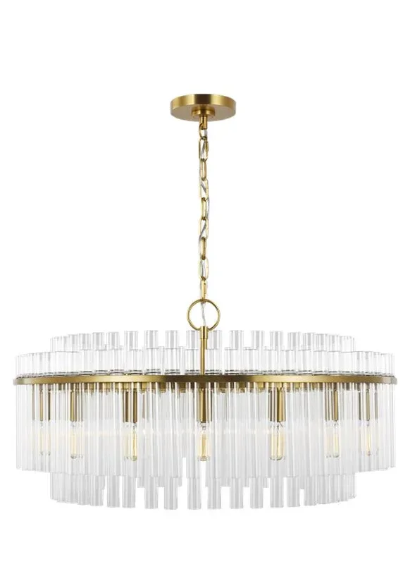 Generation Lighting Beckett Large Chandelier Burnished Brass Finish With Clear Glass Shades And Clear Glass Shades (CC12916BBS)