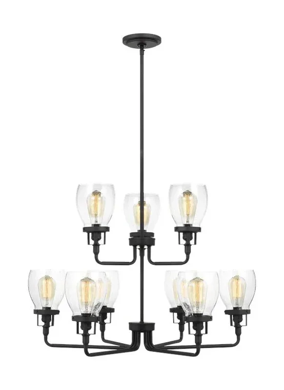 Generation Lighting Belton Nine Light Up Chandelier 120V Midnight Black (3214509-112)