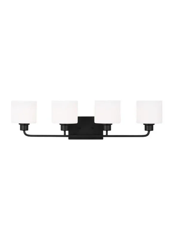 Generation Lighting Canfield Four Light Wall/Bath Midnight Black Black/White Cord (4428804-112)