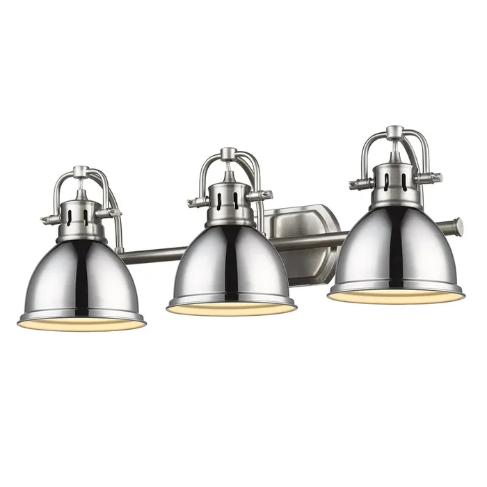 Golden – 3602-BA3 PW-CH – Three Light Bath Vanity – Duncan – Pewter – 3602BA3PWCH