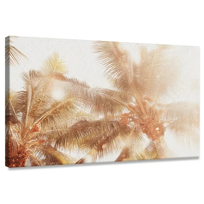 Golden Palm Trees Canvas Wall Art