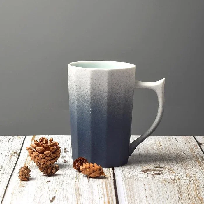 Gradient Patterned Stoneware Coffee Mugs