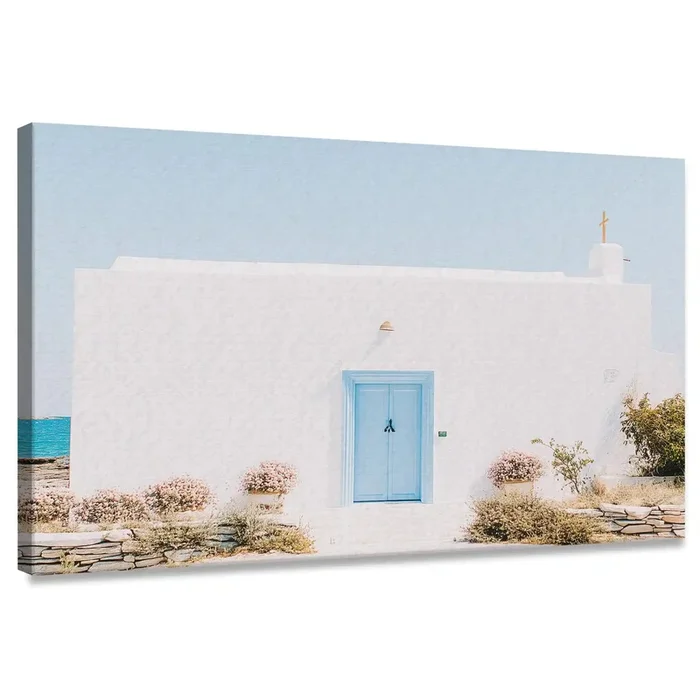 Greek Island Chapel Canvas Wall Art