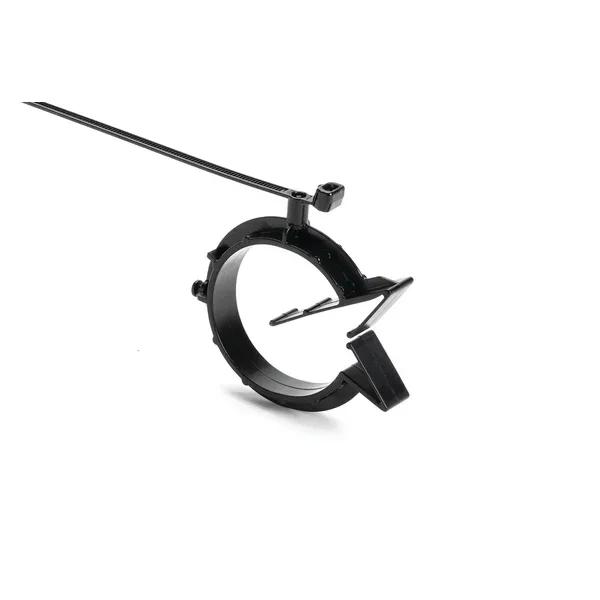 HellermannTyton 1-Piece Cable Ties With Pipe Clip 6.0 Inch Long Attaches To Diameter 1.5 Inch-1.8 Inch PA66HS Black 250 Per Package (156-01347)