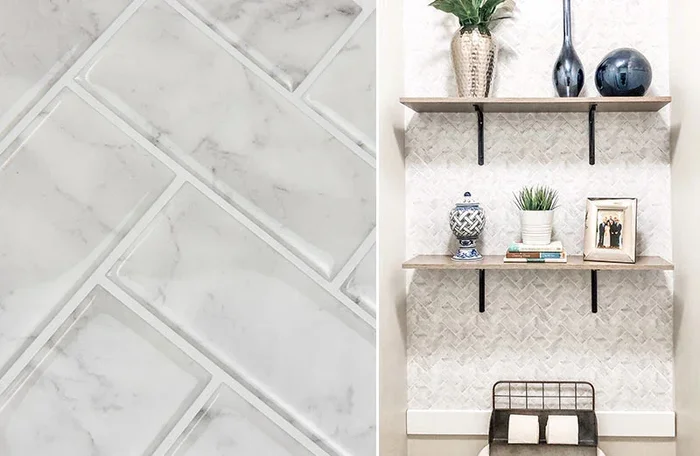 Herringbone Peel and Stick Backsplash Tiles – Peel and Impress Tiles – Decor Steals