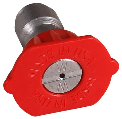 High-Pressure Pressure Washer Nozzle, 0 Degree Spray Angle, 4.0 Millimeter Orifice, Red Color