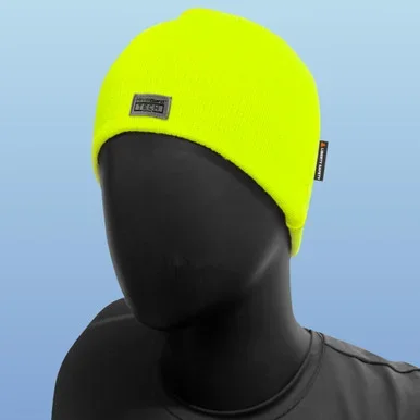 HiVizGard Tech Acrylic Knit Safety Beanie, Lime or Orange, ea