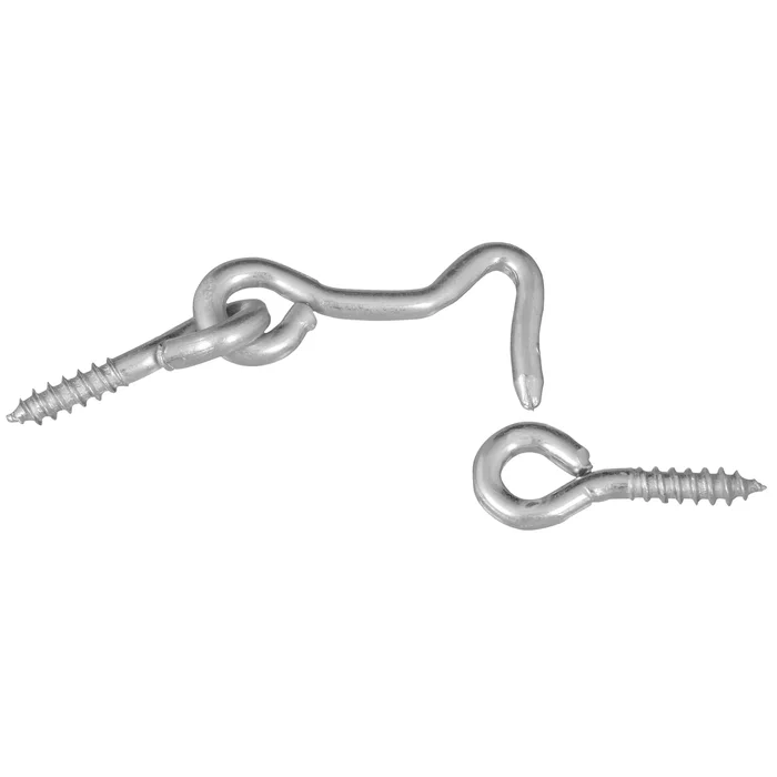 Hook & Eye, Zinc-Plated Steel, 1-1/2 In., 2-Pk.