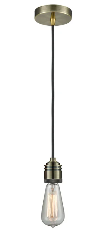 Innovations – 100AB-10BK-2AB – One Light Mini Pendant – Winchester – Antique Brass