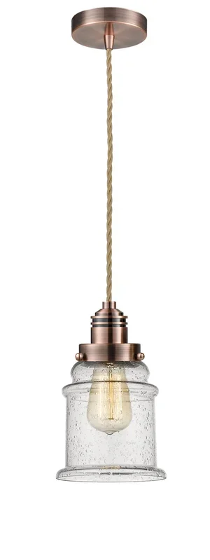 Innovations – 100AC-10RE-2H-AC-G184 – One Light Mini Pendant – Winchester – Antique Copper
