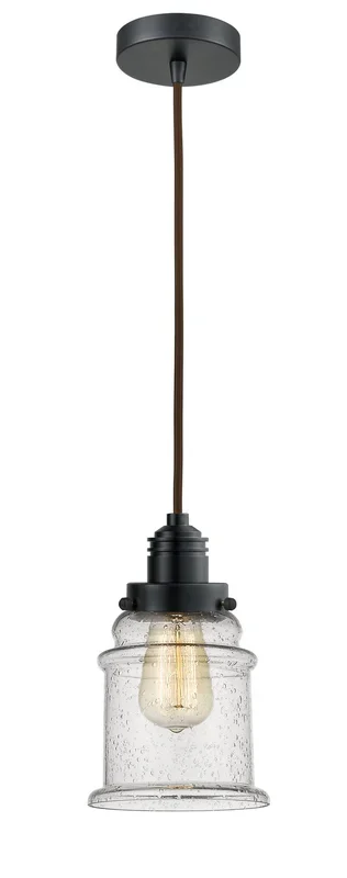 Innovations – 100BK-10BR-2H-BK-G184 – One Light Mini Pendant – Winchester – Matte Black