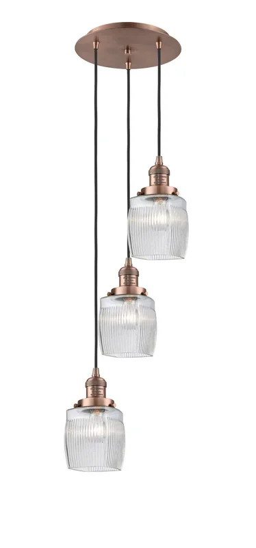 Innovations – 113F-3P-AC-G302 – Three Light Pendant – Franklin Restoration – Antique Copper