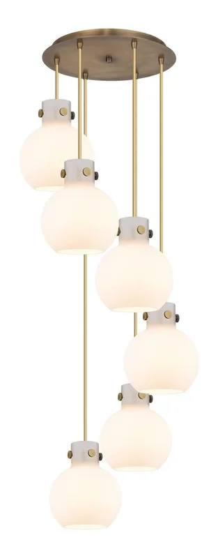 Innovations – 116-410-1PS-BB-G410-8WH – Three Light Pendant – Newton – Brushed Brass