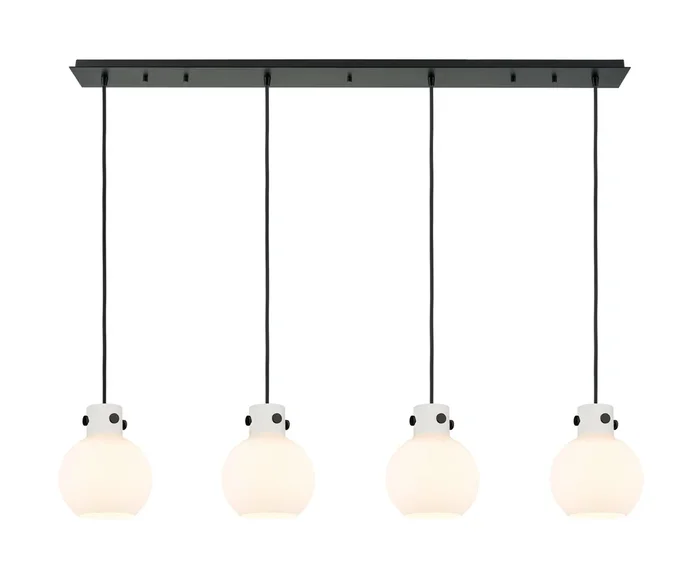 Innovations – 124-410-1PS-BK-G410-8WH – Six Light Linear Pendant – Newton – Matte Black