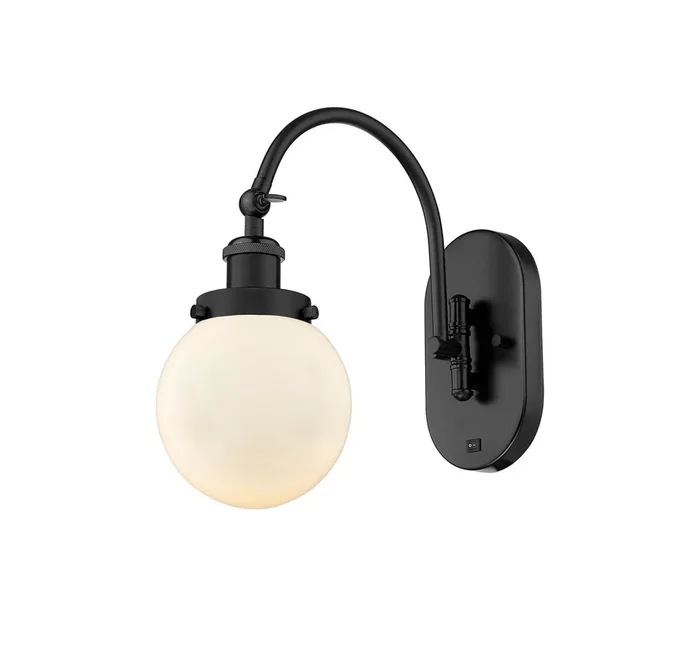 Innovations – 918-1W-BK-G201-6 – One Light Wall Sconce – Franklin Restoration – Matte Black – 9181WBKG2016