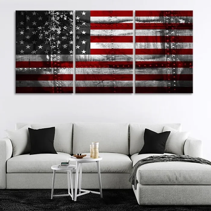 Large US Flag Wall Art Canvas