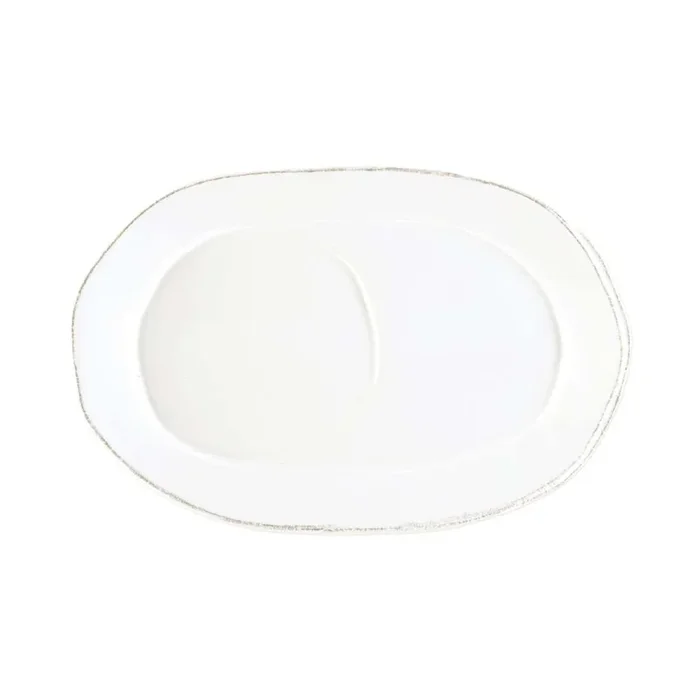 Lastra White Oval Tray by VIETRI