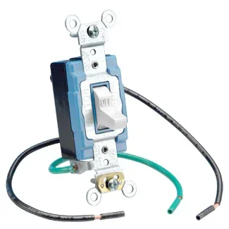 Leviton 15 Amp 120/277V 3-Way Toggle AC Quiet Switch Heavy-Duty Spec Grade Grounding Wire Lead 6 Inch Wired White (1242-W)