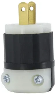Leviton 15 Amp 125V NEMA 1-15P 2P 2W Plug Straight Blade Industrial Grade Non-Grounding Black-White (5866-C)