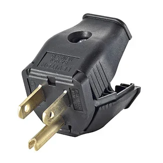 Leviton 15 Amp 125V NEMA 5-15P 2-Pole 3-Wire Grounding Plug Clamptite Hinged Design Thermoplastic Black (3W101-E)