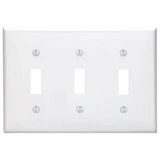 Leviton 3-Gang Toggle Device Switch Wall Plate Standard Size Thermoplastic Nylon Device Mount Black (80711-E)