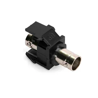 Leviton BNC Feedthrough QuickPort Connector Nickel-Plated 50 Ohm Black Housing (41084-BEF)