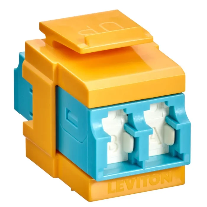 Leviton QuickPort Duplex LC Adapter Shuttered Aqua/Yellow (41086-LLY)