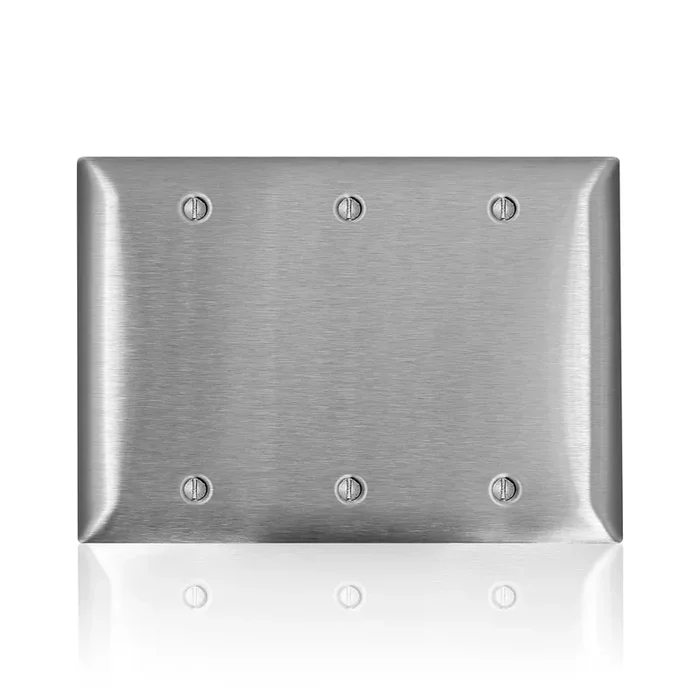 Leviton Stainless Steel C-Series 430 3-Gang Standard Blank Wall Plate (SL33)