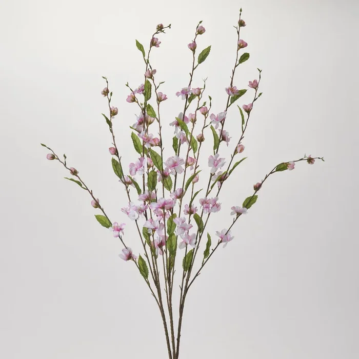 Light Pink Cherry Blossom Branch Single Long Stem Faux Floral Spray – 36″