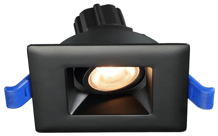 Lotus LED Lights 2 Inch Square Regressed Gimbal High Output 5.5W LED 4000K Black 24 Degree 530Lm Type IC Wet Locations Airtight 90 CRI (LSG2-40K-HO-BK)