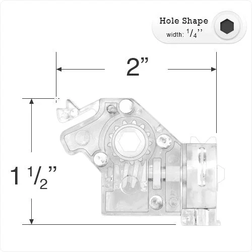 Low Profile Cord Loop Tilt Mechanism with 1/4″ Hex Hole for Horizontal Blinds