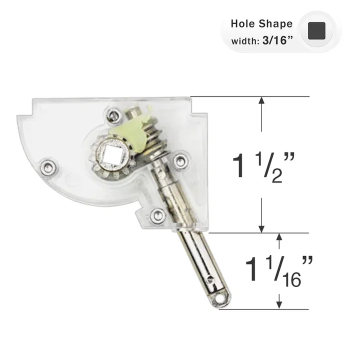 Low Profile Wand Tilt Mechanism with 3/16″ Square Hole for Horizontal Blinds – Metal Eyelet Stem