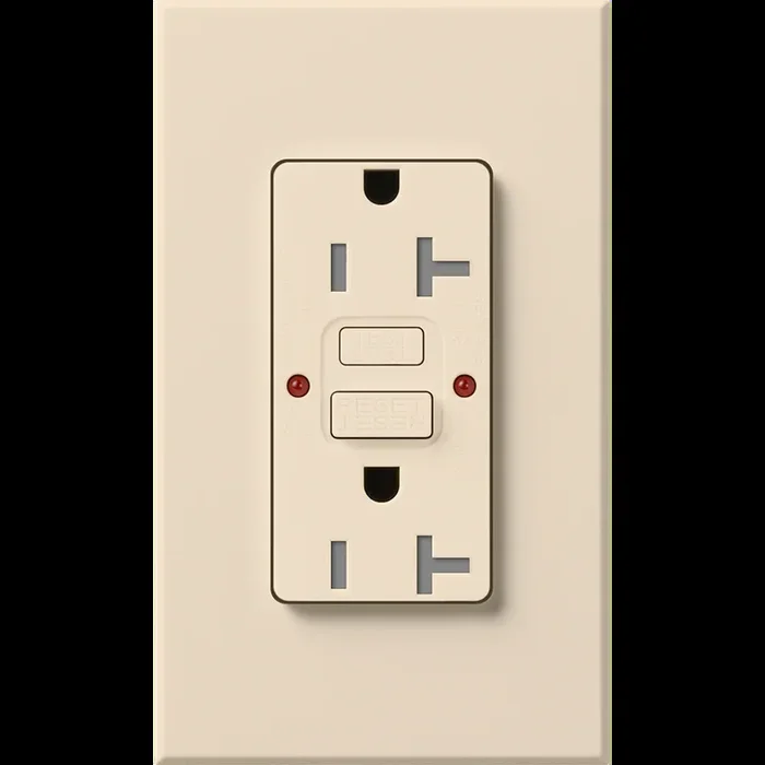 Lutron Architectural 20A Receptacle Self-Testing GFCI Light Almond (NTR-20-GFST-LA)