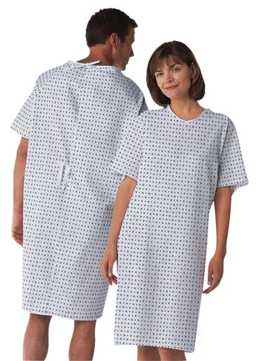 Medline Patient Gown with Overlap Back, Ties, Demure Print, One size, 12/case