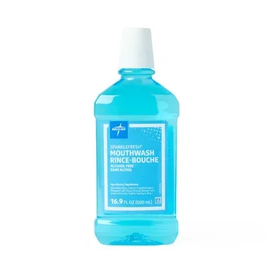Medline Sparkle Fresh Alcohol-Free Mouthwash; 2, 4, and 16 oz. Bottle sizes