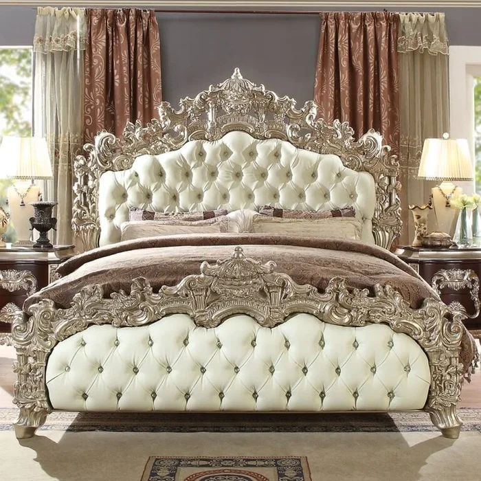 Metallic Silver Finish California King Bed HD-8017 By Homey Design