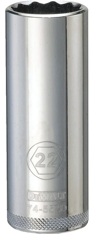 Metric Deep Socket 22 Millimeter 12-Point 1/2 Inch Drive