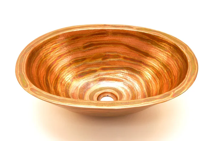 MICHELANGELO in Fuego – VS010FU – Oval Vessel Bathroom Copper Sink – 19 x 14 x 6″ – Double Wall