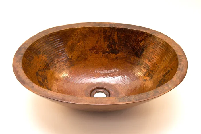 MICHELANGELO in Natural – VS010NA – Oval Vessel Bathroom Copper Sink – 19 x 14 x 6″ – Double Wall