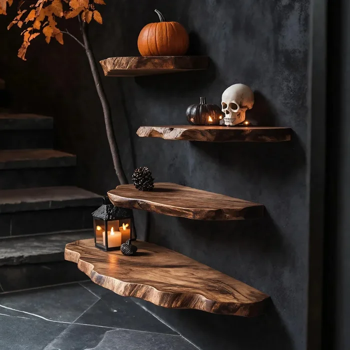 Mid Century Solid Wood Shelf For Bedroom Halloween Decor And Storage Space