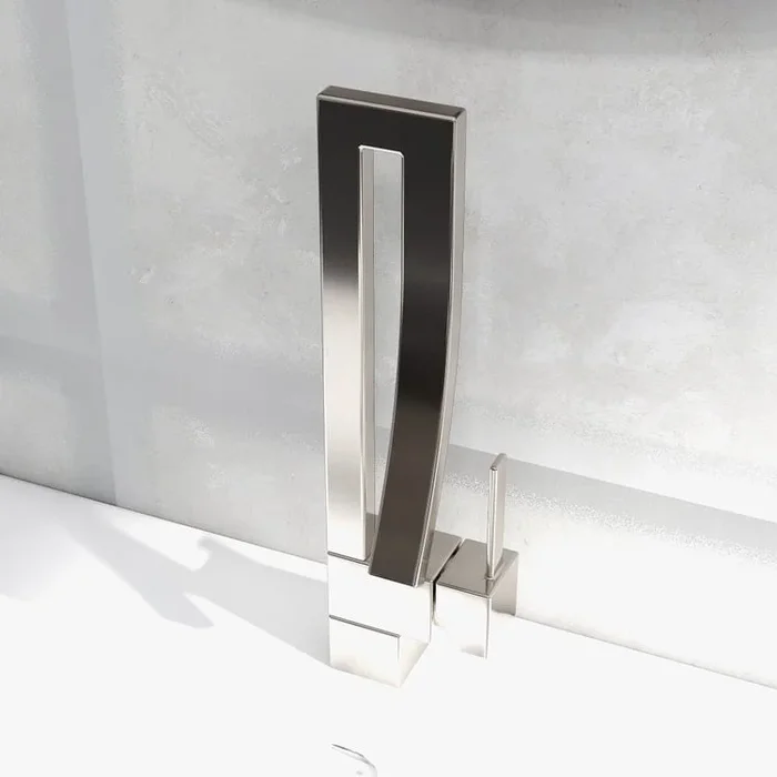 Modern Single Handle 1-Hole Brushed Nickel Bathroom Sink Faucet Waterfall Spout Brass
