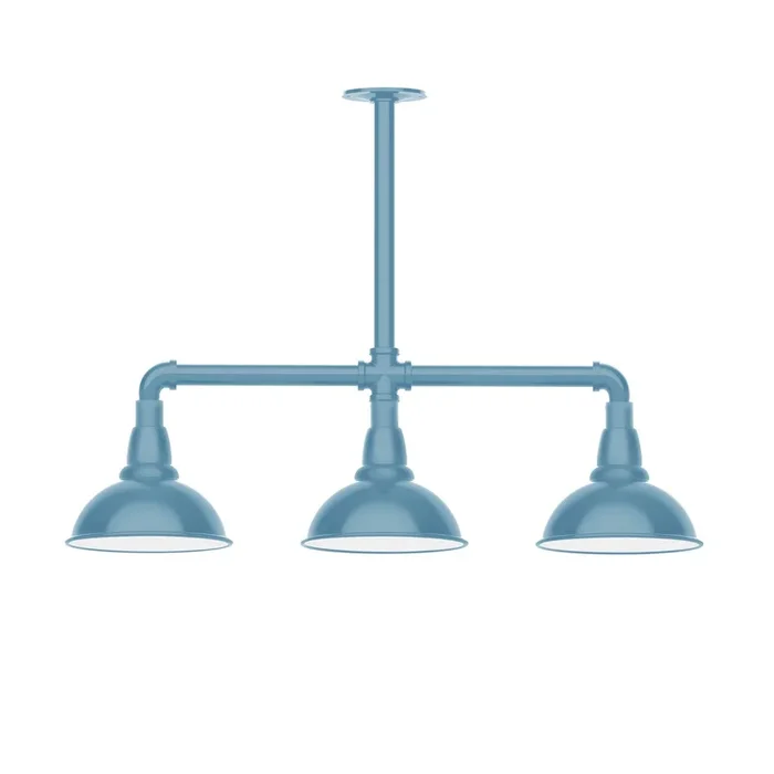Montclair Light Works – MSK105-54-T48 – Three Light Pendant – Cafe – Light Blue – MSK10554T48